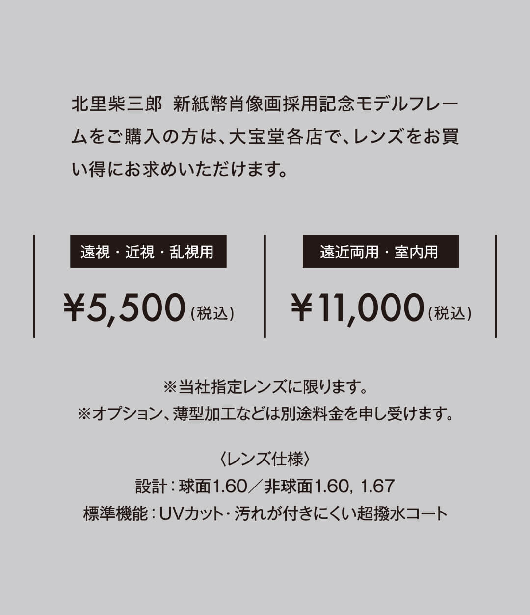 北里柴三郎 新紙幣肖像画採用記念モデルフレームをご購入の方は、大宝堂各店で、レンズがお買い得